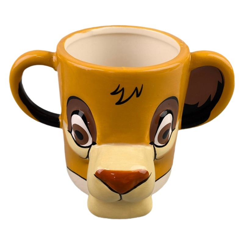 3D pintado a mano taza de cerámica pintado a mano pura taza animal pintado león rey taza de café taza de agua de león