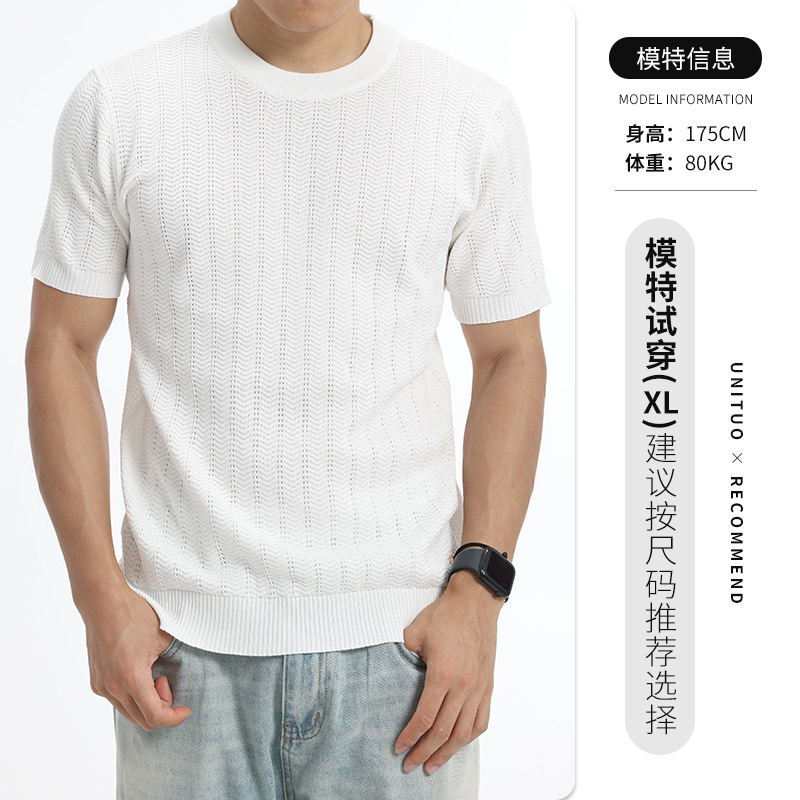 Hombres camisetas de hielo de punto de hombre de alto nivel de negocios casual camiseta de aire seco de verano Paul camiseta de mangas cortas hombre