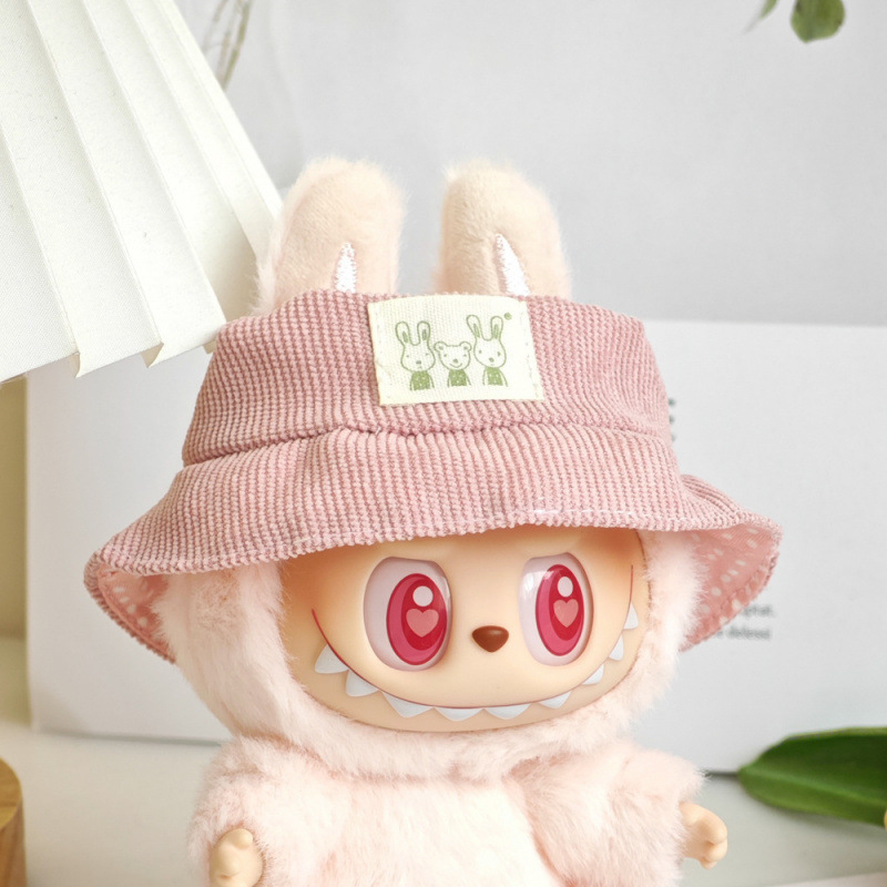 17 センチメートルビニールぬいぐるみマカロンラブブ LABUBU ベビー服ピンクのガーゼスカートヘアアクセサリー交換服|undefined
