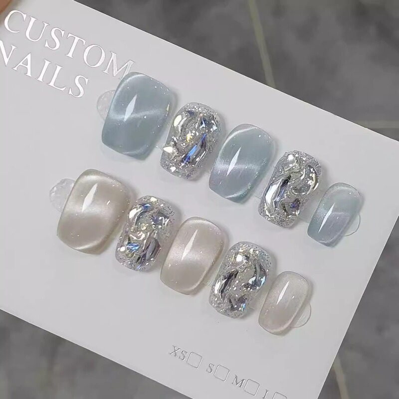 [Qin Shi Mingyue] Water Ripple Cat's Eye Pure Hand-Wearing Armor Advanced Sense Daily Short Shine Shine White Manicure