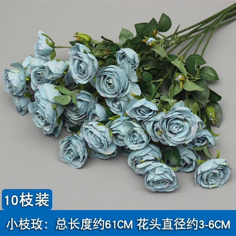 10本の青い色のシミュレーションの花の室内の絹の花の結婚祝いの装飾の花の生け花は造花の天井の花の路の花を並べます。|undefined