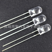 LED发光二极管F5/5mm圆头短脚无边透明 白光红蓝绿黄 直插LED灯珠