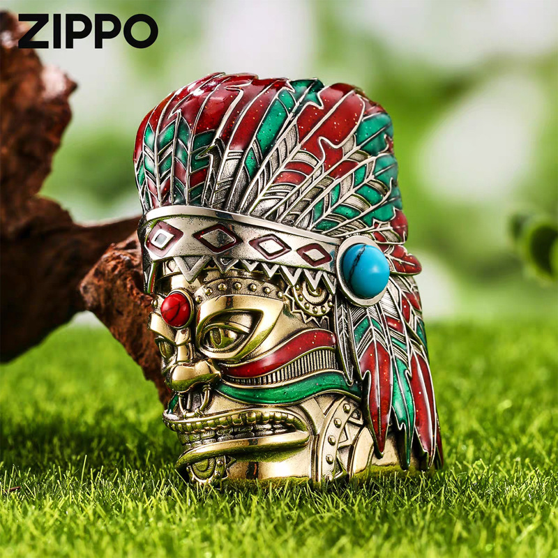 Zippo芝宝正品打火机印第安酋长套壳个性礼物煤油砂轮送礼批发|undefined