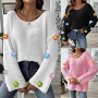 宽松一字领露肩跨境毛衣