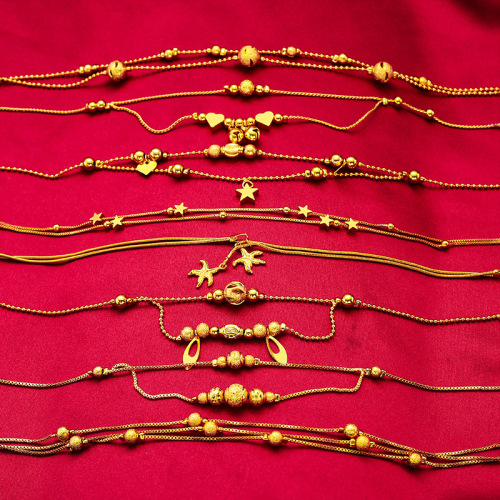 Japanese and Korean fashion little red book same style anklet Vietnamese sand gold gold-plated summer love bell multi-line anklet for women