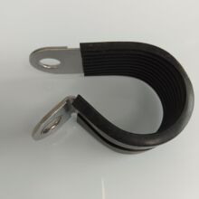 DIN3016带压板金属线夹R型半包胶金属连胶条卡箍规格齐全