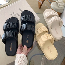 细细条 夏天新款时尚外穿女生韩式简约ins仙女风厚底舒适双带拖鞋