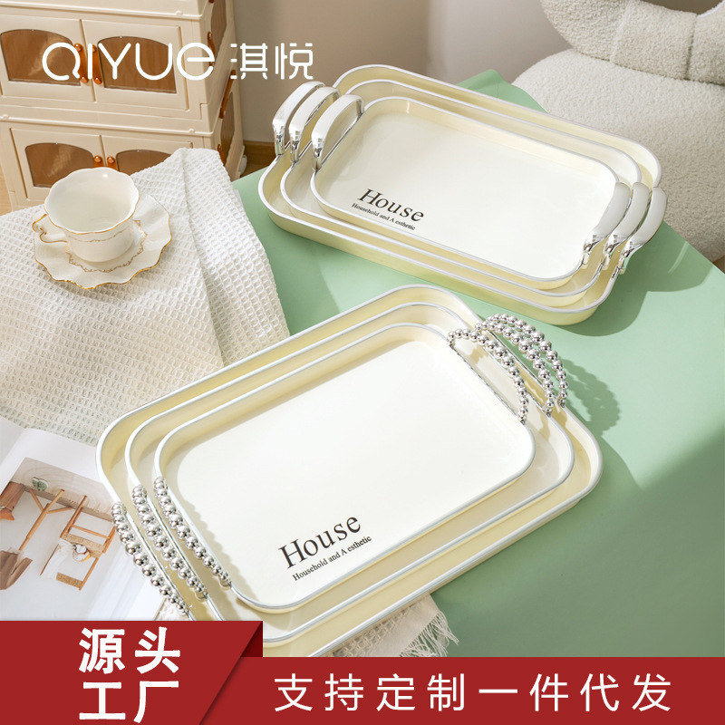 Cross-border direct supply three-piece plastic PET square household commercial white tray tea cup living room Foreign trade Wholesale