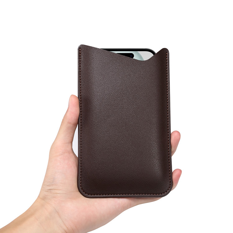 Light and convenient in-line mobile phone bag hand-held protective leather case vertical storage drop-resistant anti-scratch liner mouth bag thin and soft