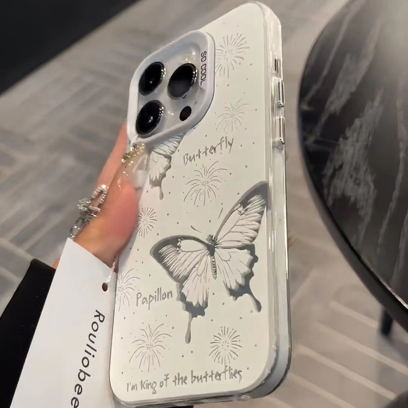 花火蝶々柄 iPhone 15 Pro/16/17 Pro Max/14 Plus/13対応 ケース かっこいい 女の子向け|undefined
