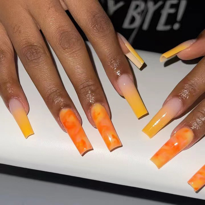 Cross-border wearable nails orange irreg...