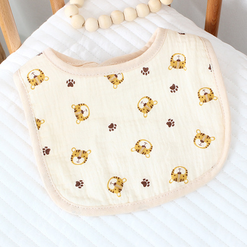 Six-layer cotton gauze U-shaped bib baby saliva napkin children's eating bib baby anti-vomiting milk napkin back-button bib