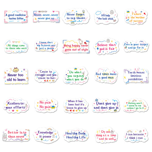 50 inspirational English suitcase stickers text waterproof graffiti stickers scooter computer tablet cartoon decoration