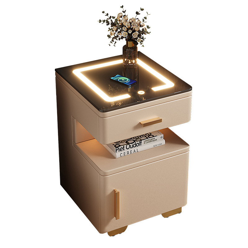Cofre de cabecera inteligente, lujo ligero, sensación de alto nivel, estante de cabecera de cama moderno y pequeño.