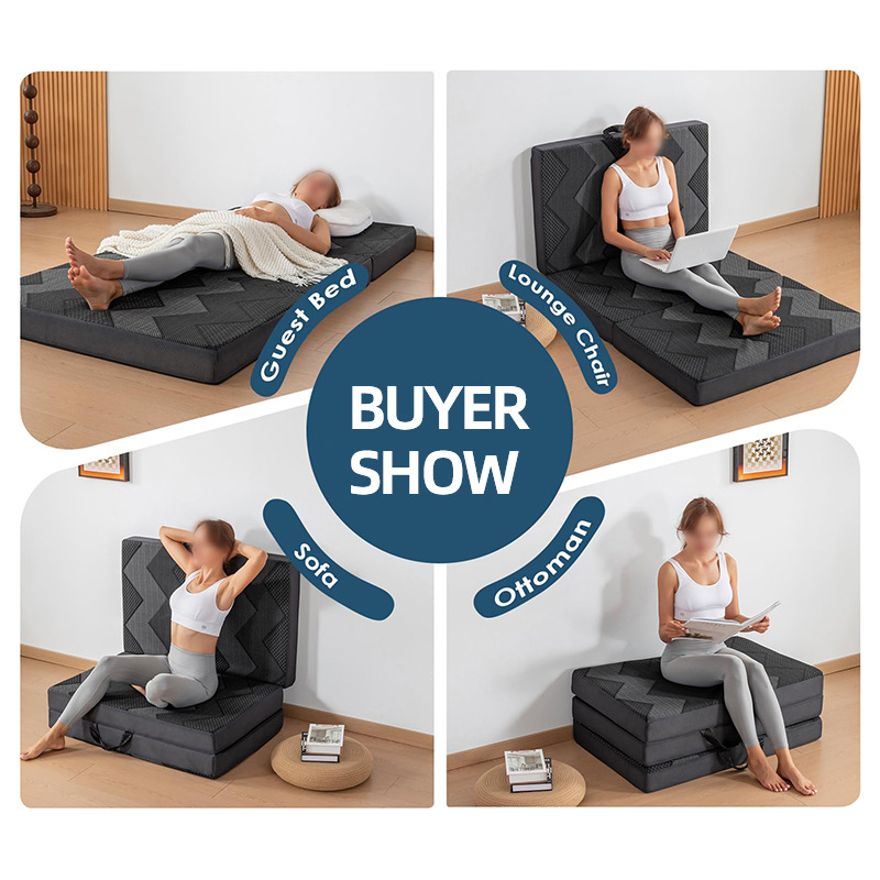 Amazon explosión japonesa colchón triple plegable cojín de arroz plegable sala de estar sofá cama de piso cojín de camping portátil image 3