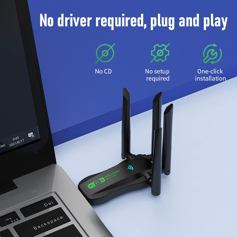 USB беспроводная сетевая карта 1300Mbps гигабитная 5G двойной диапазон, драйвер-лоф wifi6 компьютерный приёмник