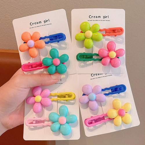 Children cute flower bangs hair clip for girls, Instagram-style, messy hair clips for girls, non-damaging hairpins at the back of the head, hair accessories