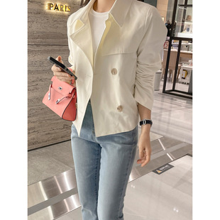 Calm and Elegant South Korea Chic Short Windbreaker Loose Double-breasted Jacket Korean Style Cardigan Casual Windbreaker