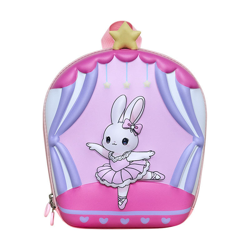 Mochila infantil transfronteriza, mochila de cáscara de huevo para niños, mochila de dibujos animados lindos, conejos de ballet para niños y niñas