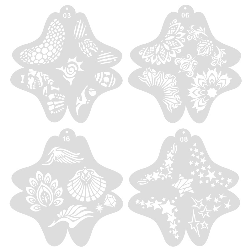 4 white square templates