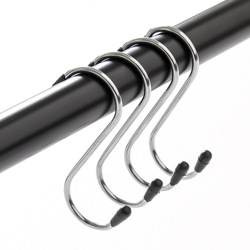 Pack of 4 S hooks, stainless steel hooks, kitchen storage hooks, coat and hat traceless hooks, portable solid hooks behind the door