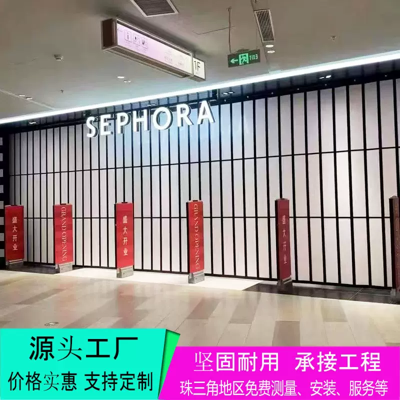 商铺铝合金折叠门厨房阳台隐形推拉门汽车4S美容店车间隔断门厂家