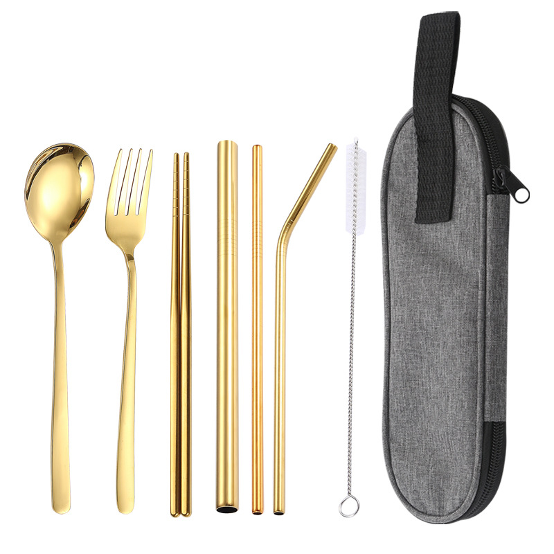 골드 7 종 세트/다크 그레이 가방