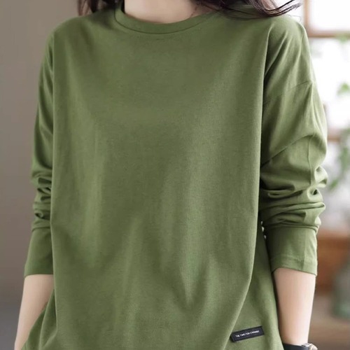 Vintage Solid-Color Hollowed-Out Base Shirt for Women | 2025 Autumn/Winter New Arrival All-Match Long-Sleeve Loose T-Shirt | Trendy Women's Top