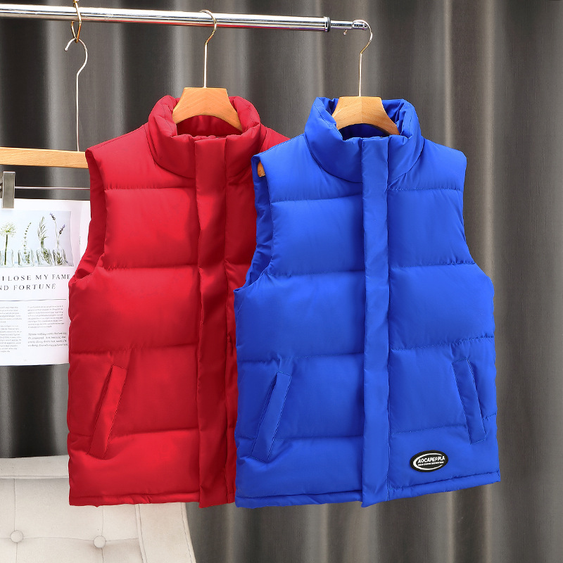 new autumn and winter Korean style waistcoat trendy vest stand collar men's and women's same style down cotton vest men's versatile jacket_voghion.com