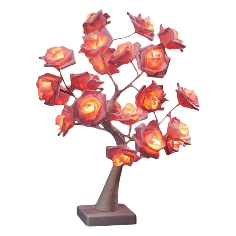 Forma al por mayor lámpara de mesa chica corazón LED habitación decoración árbol lámpara LED noche luz simulación Rosa forma lámpara de mesa