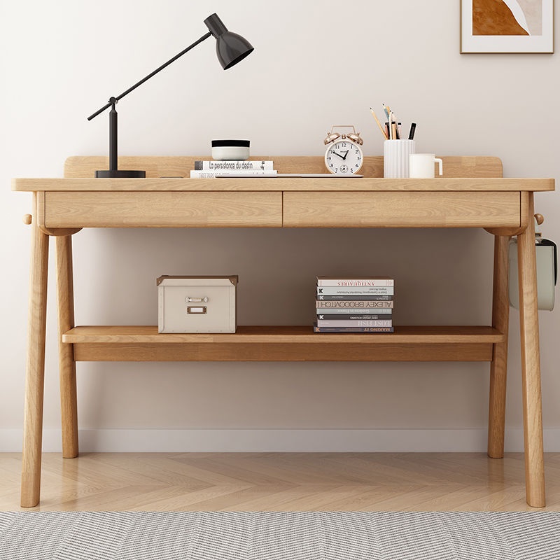 Solid Wood Desk Rectangular Writing Desk with Drawer Desk Bookshelf Primary and Secondary School Students Desktop Computer Desk Amazon