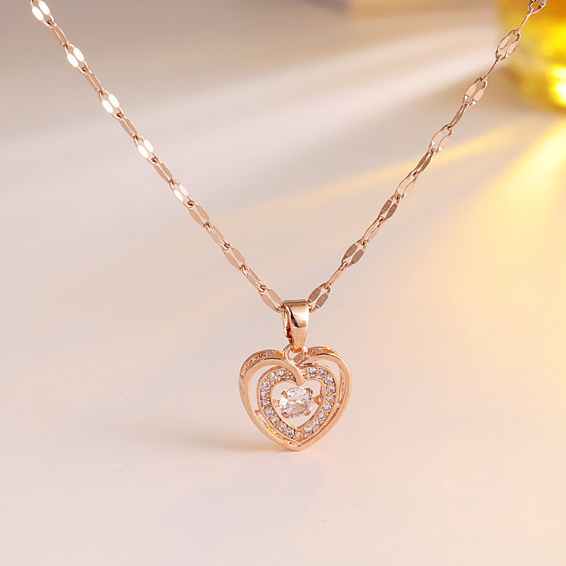 Pendant Necklace Classification 1 Piece Quantity Titanium Steel Sweet Heart Shape Plating Pendant Necklace