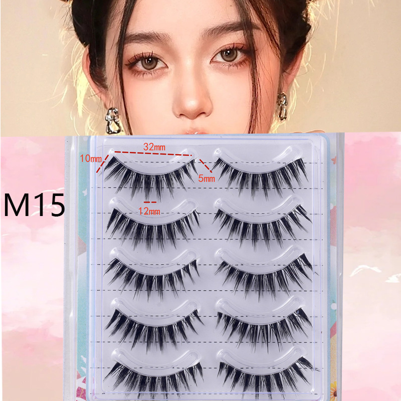 Suministro directo de fábrica transfronteriza natural larga Cruz gruesa japonés 3D afilado tallo transparente Luna doblar pestañas postizas
