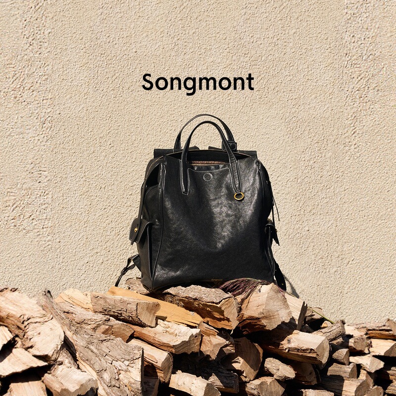 In Stock [Same Model as Jiang Qiming] Songshanxia Tracing Small Backpack Vegetable-Tanned Leather 14inch Laptop Bag