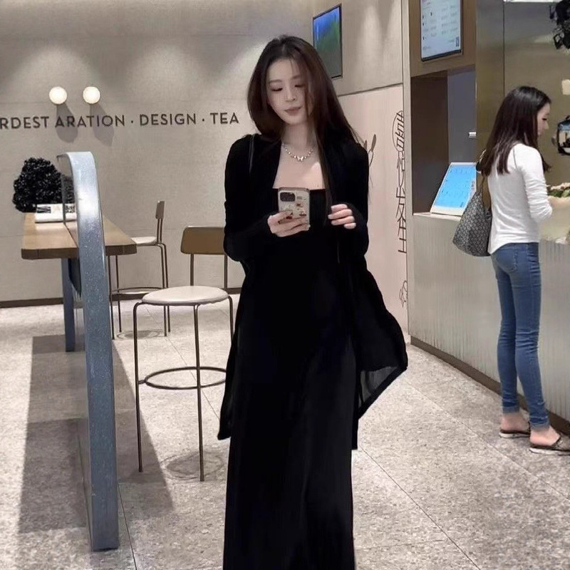 Early Autumn Outfit 2025 New Fashion Set Waist-Slimming Jacket Camisole Dress Complete Set for Women