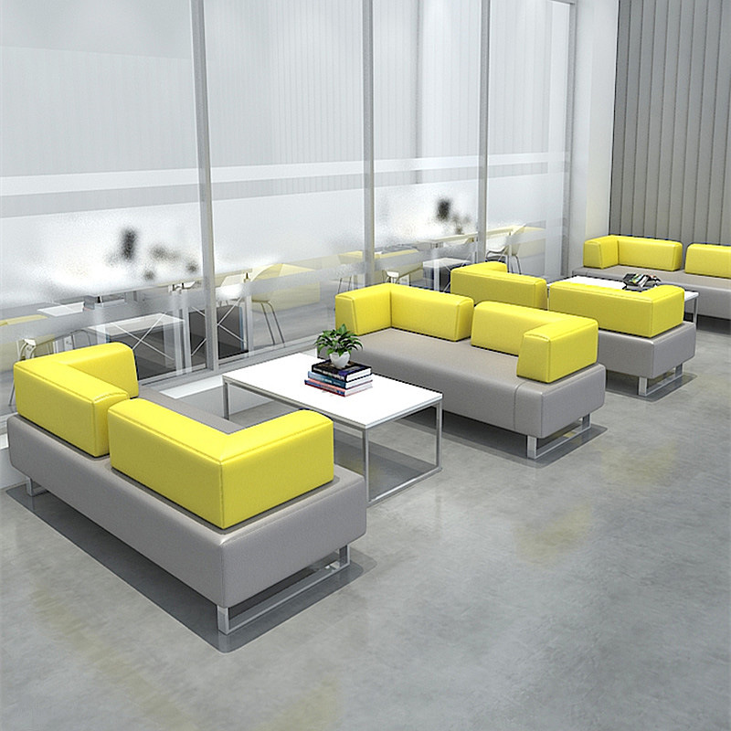 Sofá de oficina casual combinación de mesa de té sala de estar sala de recepción sala de estar sofá de cuero combinación de sofá de tres personas