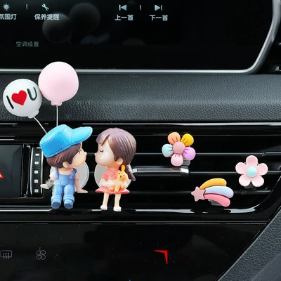 Car Perfume Aromatherapy Perfume Air Conditioning Pendant Cartoon - blue-powder-tuyere-love-balloon-lovers-flowers-rainbow-five-small-flowers