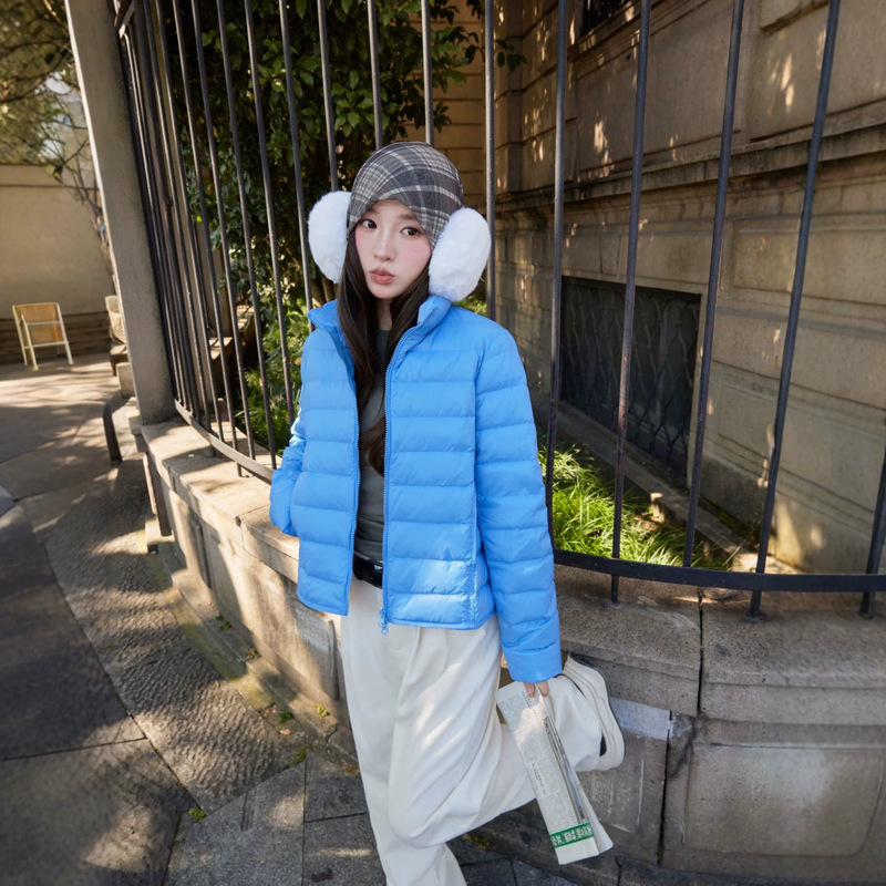 Stand-up collar lightweight down jacket for women, 2026 new model, high loft 95% white duck down, short style for petite women, fashionable coat