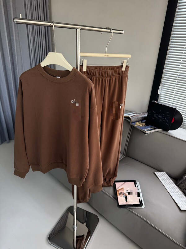 现 alo 卫衣套装 圆领长袖宽松情侣卫衣套装纯色简约款百搭上衣女|undefined