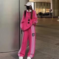 欧货大码秋季时尚运动服两件套宽松显瘦休闲卫衣套装女胖mm300斤