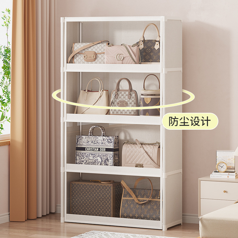 防塵収納キャビネットホームベッドルームバッグ多層大容量シンプルな大型バッグ多機能収納ラック|undefined