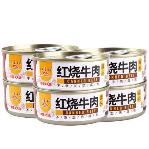 Three Fish Holy Gate Braised Beef Canned Food 100g Ready-to-Eat Convenient Fast Commercial Wholesale Fast Food