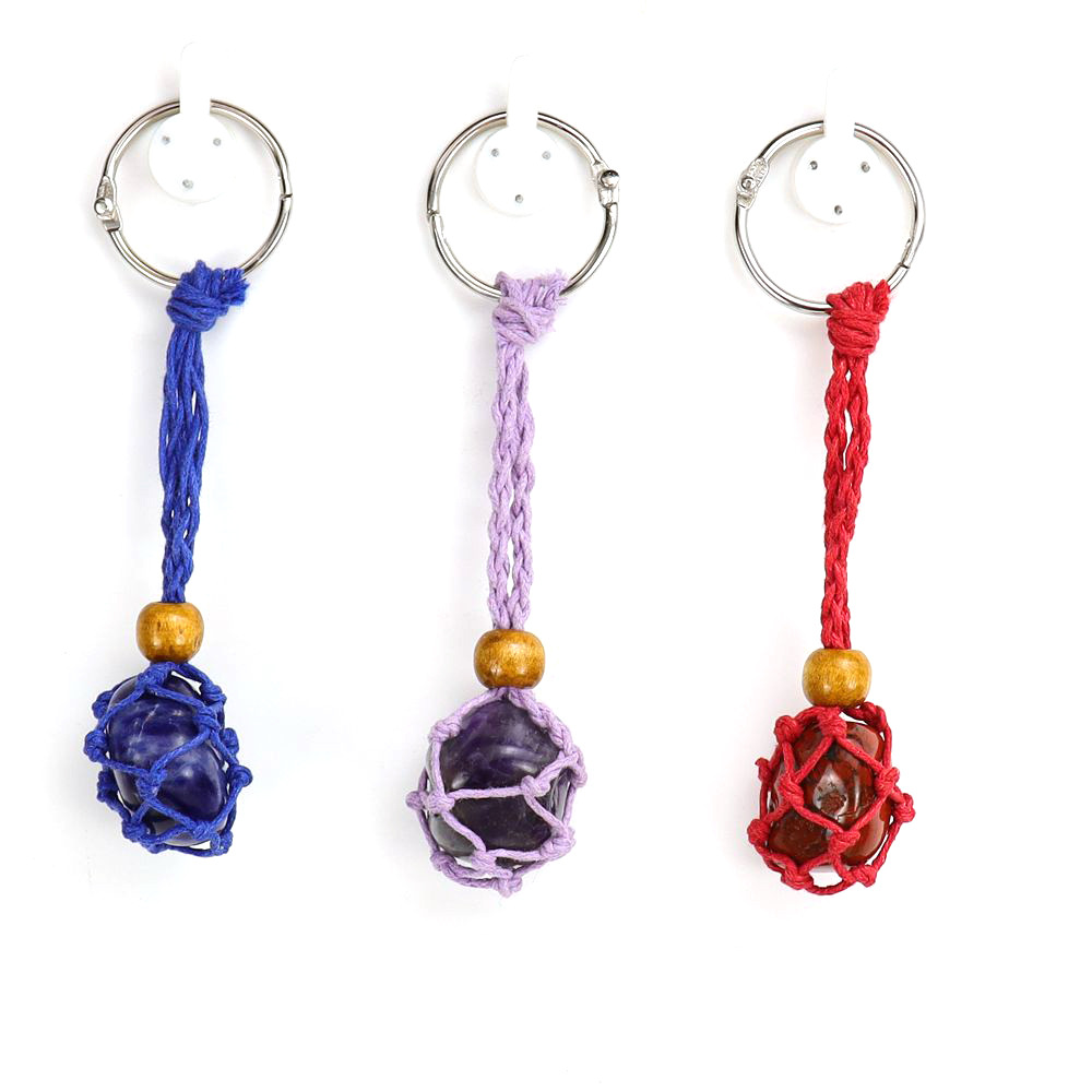 Classic Style Geometric Stainless Steel Natural Stone Cotton Thread Unisex Bag Pendant Keychain display picture 1