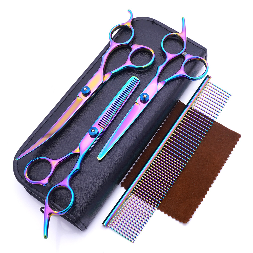 Tijeras para mascotas, tijeras de corte de pelo para perros, tijeras de dientes delgadas profesionales, tijeras de corte de pelo, tijeras de pelaje, juego de herramientas de limpieza