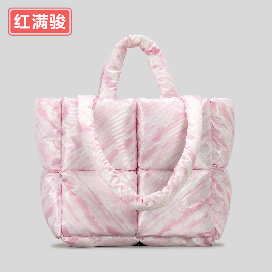 Nuevo bolso transfronterizo de las mujeres acolchadas de algodón simple bolsa de espacio lleno de algodón suave bolso de hombro lleno de tela escocesa
