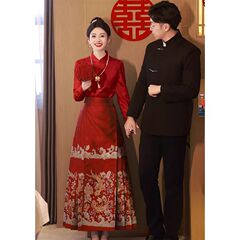 新中式订婚马面裙套装平时可穿婚服新娘敬酒服旗袍领证登记礼服裙