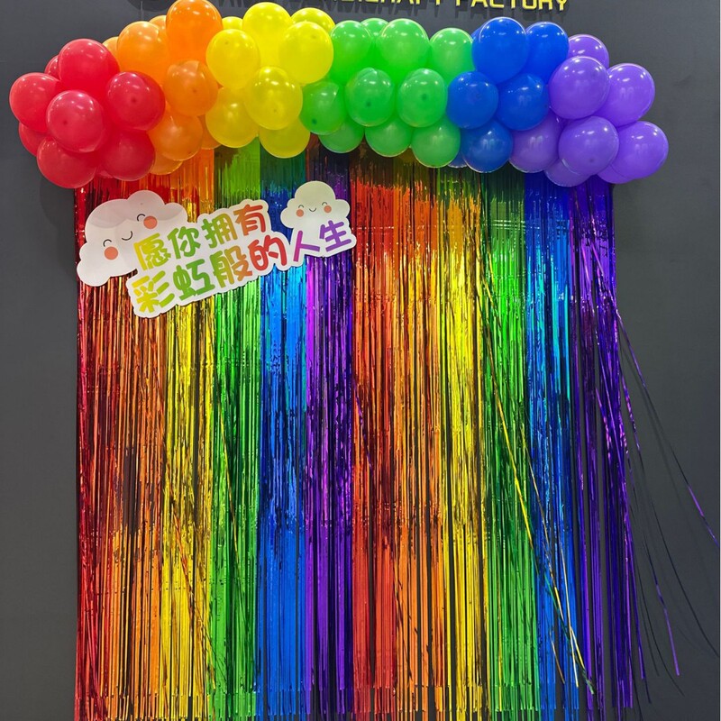 Rainbow Party Rain Silk Curtain Wave Door Curtain Festival Celebration Scimitar Rain Silk Curtain Rainbow Color Dessert Table Decoration Arrangement Rainbow Party Rain Silk Curtain Wave Door Curtain Festival Celebration Scimitar Rain Silk Curtain Rainbow Color Dessert Table Decoration Arrangement