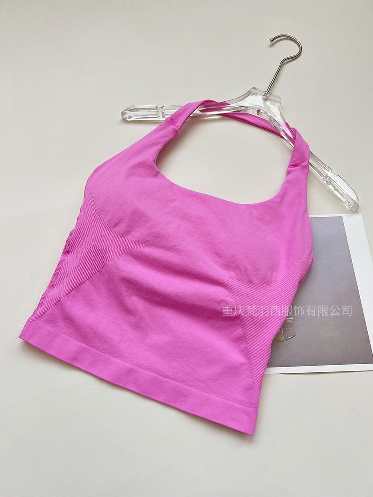 Transfronteriza versión de la patria DF cuello cuadrado chaleco de cuello colgante de tres capas con almohadilla de pecho alta elástica hermosa espalda ajustada sin costuras ropa de yoga de fitness