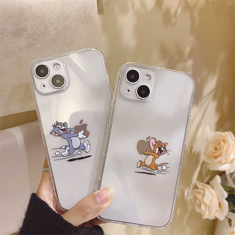 Cat and mouse for Apple 13 phone case iPhone11 protective cover air cushion soft case 15 couple transparent drop-resistant