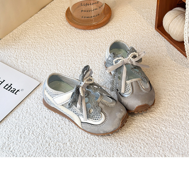 Breathable Mesh Sneakers For Girls With Bow Lightweight Trainers_voghion.com